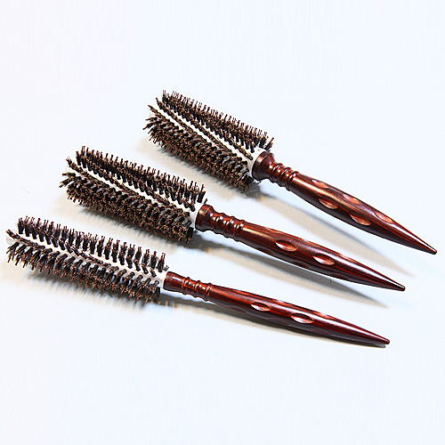 Professional Aluminum Tube Hair Brush, Wooden Handle Brush, Hair Salon Brush
